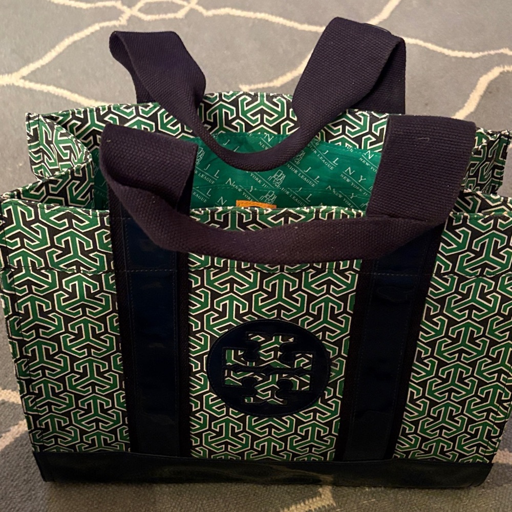 Tory Burch Green and Navy Tote Bag- NFS so not buy reserved